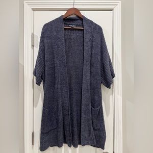 BAREFOOT DREAMS Cozy Chic Lite Cardigan Sweater Short Sleeve Purple XL